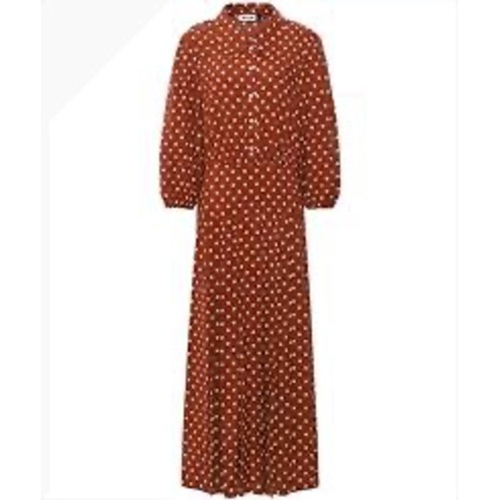 RIXO London Izzy Copper Polka Dot Midi Dress Kate Middleton Style Size L US 10 - Picture 4 of 9